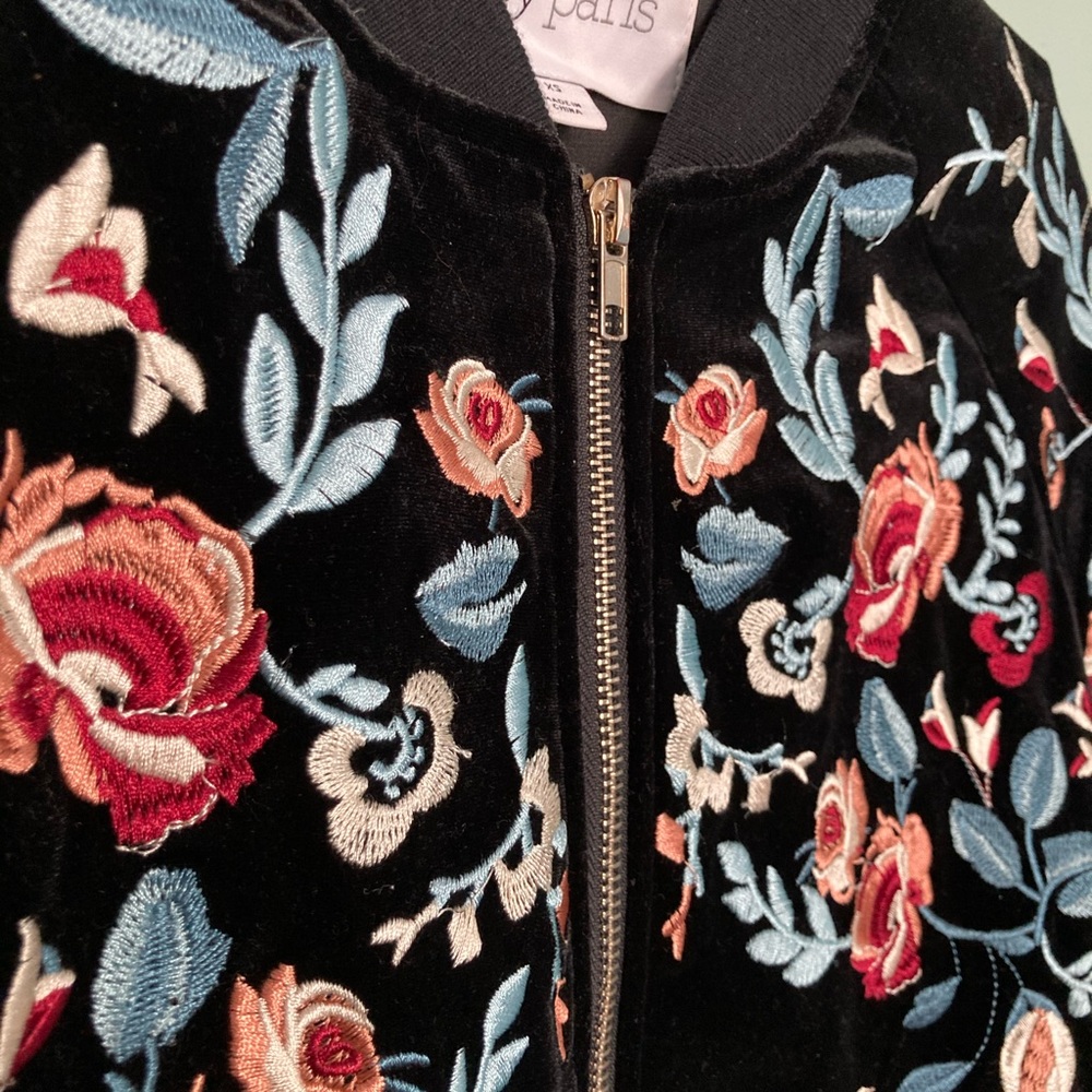 Velvet embroidered bomber jacket